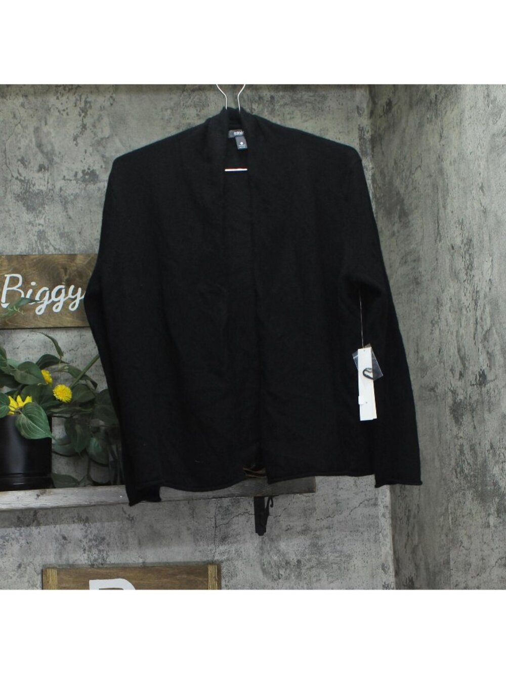 Aqua Womens 100% Cashmere Open Cardigan Sweater V11600 Black S